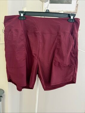 Baleaf Deep Red High-Waist Athletic Shorts with Side Pockets